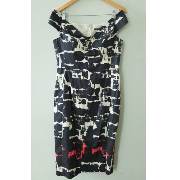 Black Halo Off The Shoulder Multicolor Lena Print Dress - Picture 1 of 5